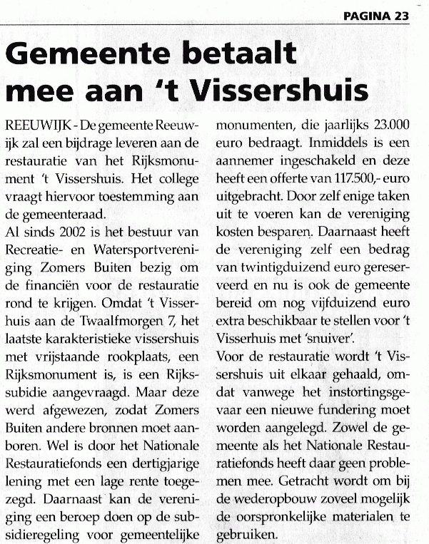 Het Vissershuis in de krant